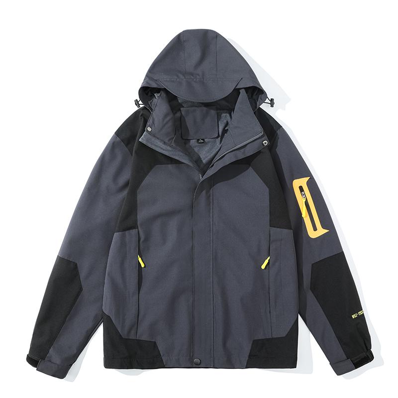 

New Spring Single-layer Storm Jacket Men s and Women s Hooded Cardigan Color Block Jacket Thickened Outdoor Mountaineering L