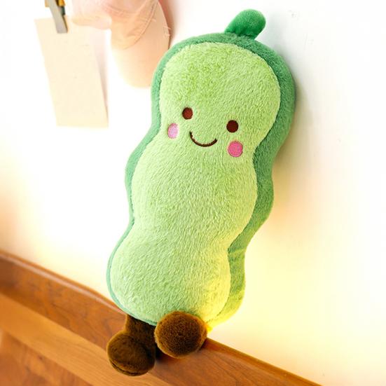 Smiling Pea Body Pillow Soft Plush Cushion for Adults Kids Funny Vegetable Hugging Pillow for Home Relaxation And Sleep