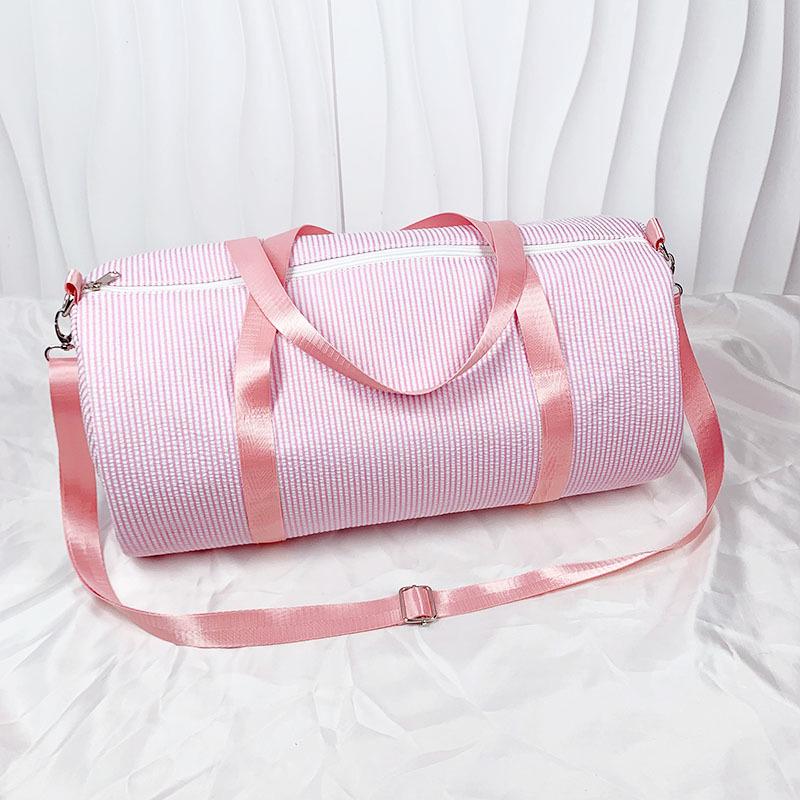 Seersucker Stripe Crossbody & Pillow Handbag - Minimalist, Foldable Travel & Beach Bag