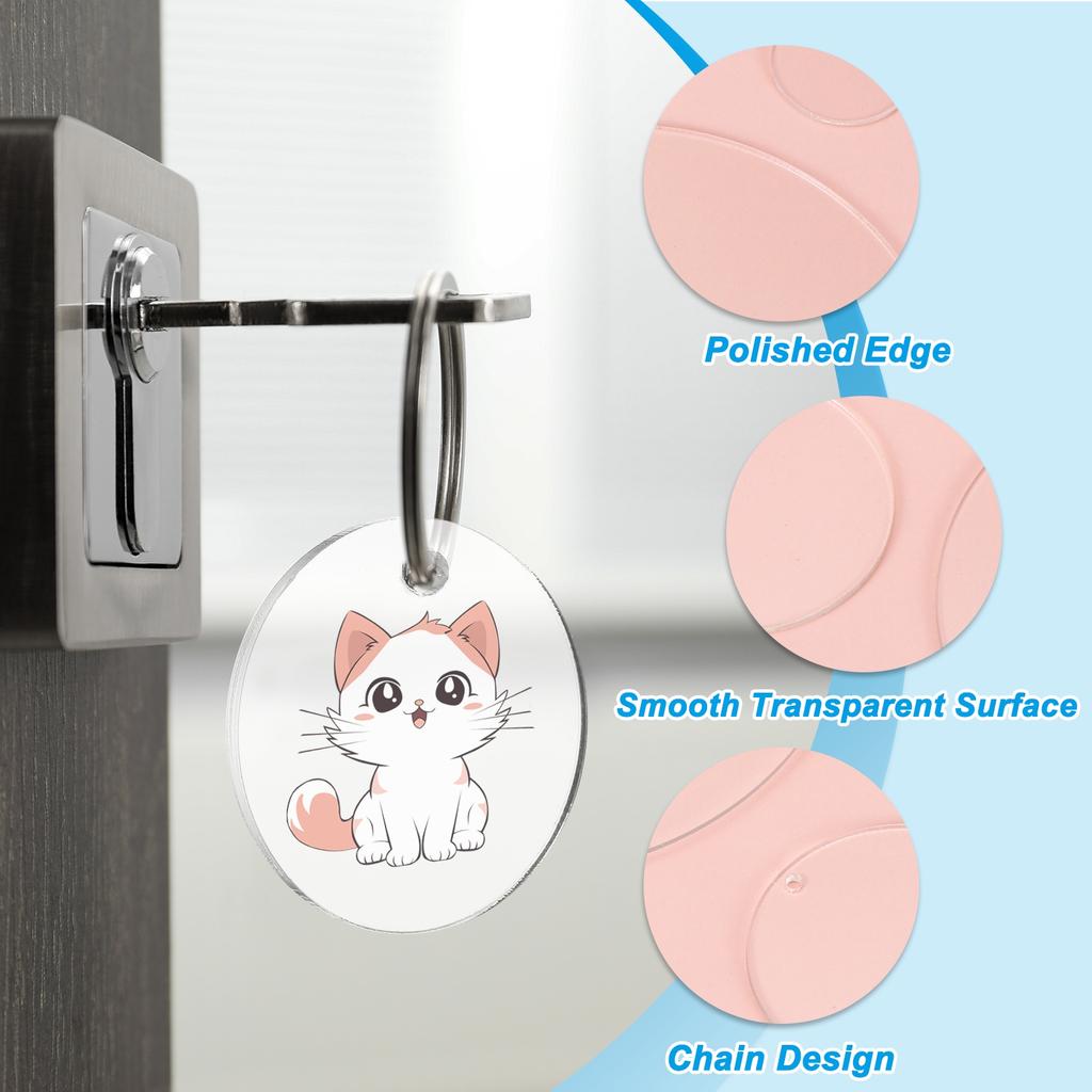 Acrylic Keychain Blanks Round Clear Acrylic Keychain 3mm Thick Circle Discs Blanks with Hole for Craft Tag Pendant Hanging Label