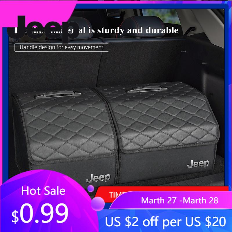 Pro Jeep Kožený Kufr Organizér do kufru auta Skládací úložný box Pro Jeep Grand Cherokee Wrangler JK Gladiator Compass