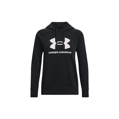 UA Rival Letter Print Hooded Fleece Pullover Long Sleeve Sweatshirt Women Sweatshirt Black 1379501-001