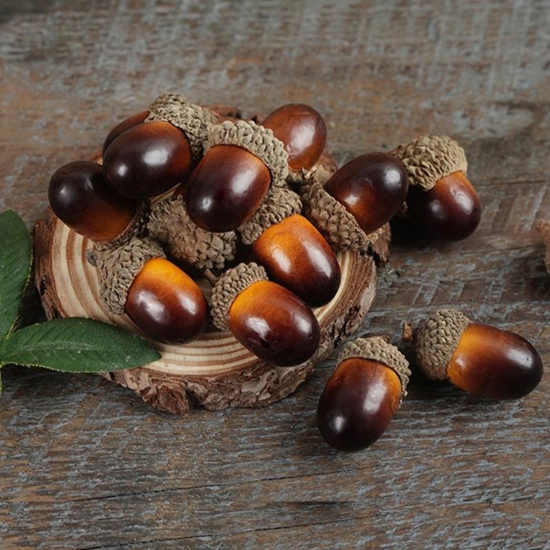 Artificial Nut Decoration Set Brown Textured LDPE Plastic Nut 50 Piece Set for Wreath Projects, Table Styling, Party Scenes Y5GB