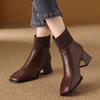 Fashion Autumn Winter Fleece-Lined Leather Women's Sock Ankle Boots Square Toe Heeled Booties Y2k High Quality Goth Female Short Shoes