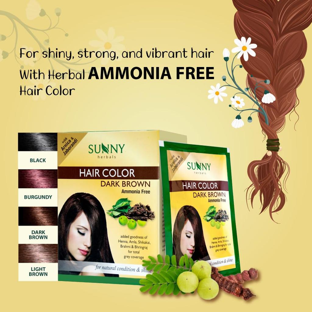 Sunny Herbals Burgundy Hair Color 20G X Pack of 4 | Ammonia-Free Hair Dye for All Hair Types with Natural Herb Blend