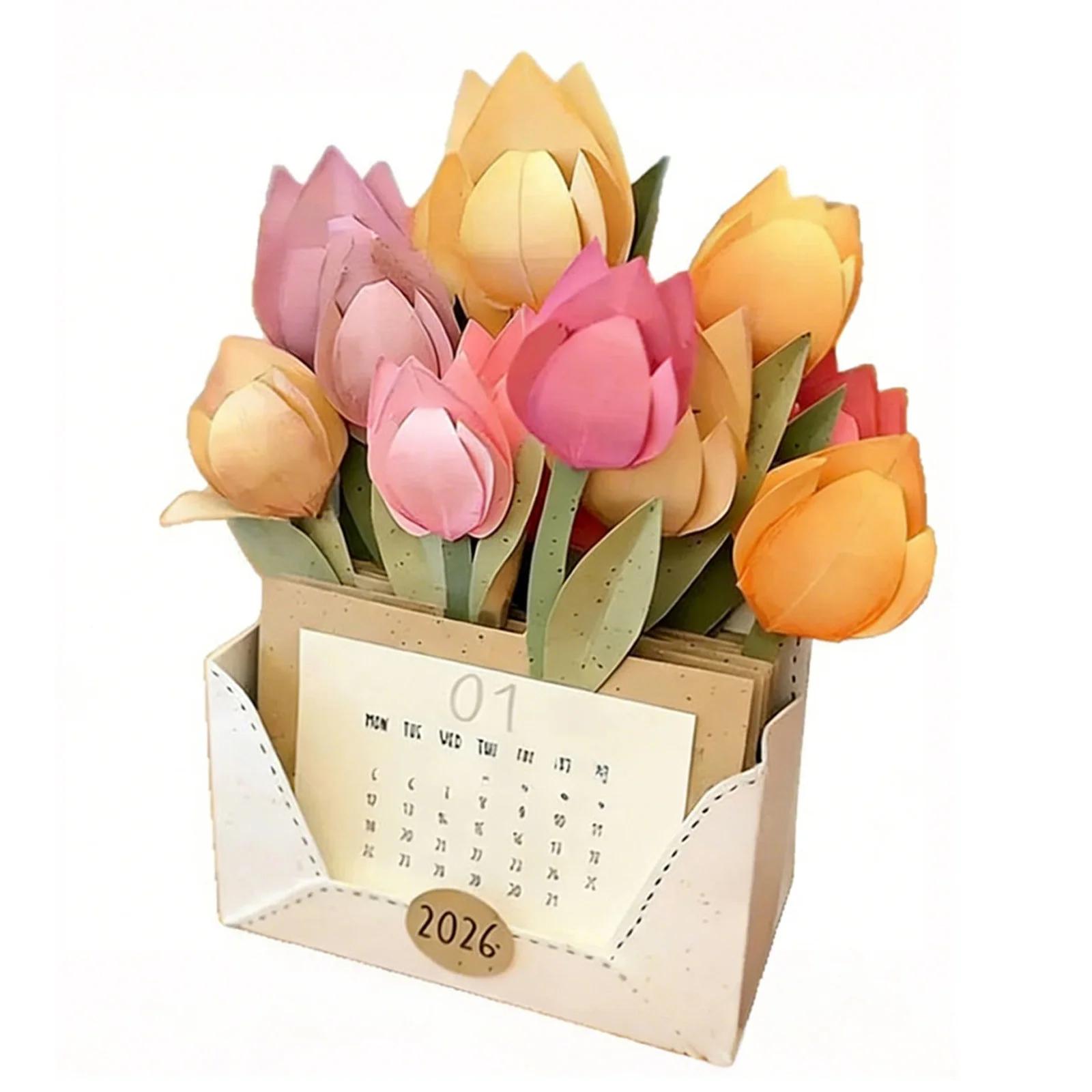 Support Calendar, Handmade Paper Flower Envelope Basket Desktop Diary, Suitable For Home/ Use, Makes A Great Gift One Size жёлтый