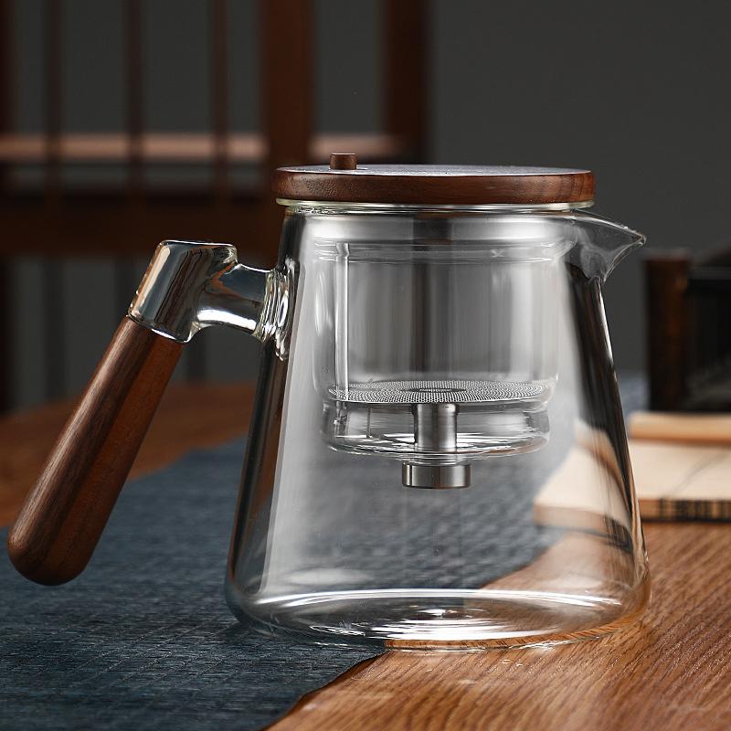 750ML One Click Tea Water Separation Glass Teapots Stainless Steel Tea Strainer Tea Pot  With Infuser Filter Kungfu Tea Set чистый