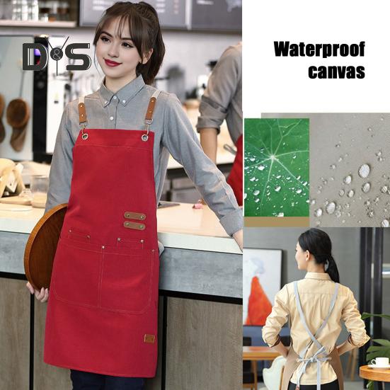 Waterproof Kitchen Apron with Pockets for Men Women Cleaning Pinafore Waist Tie Shop Work Uniform BBQ Gift