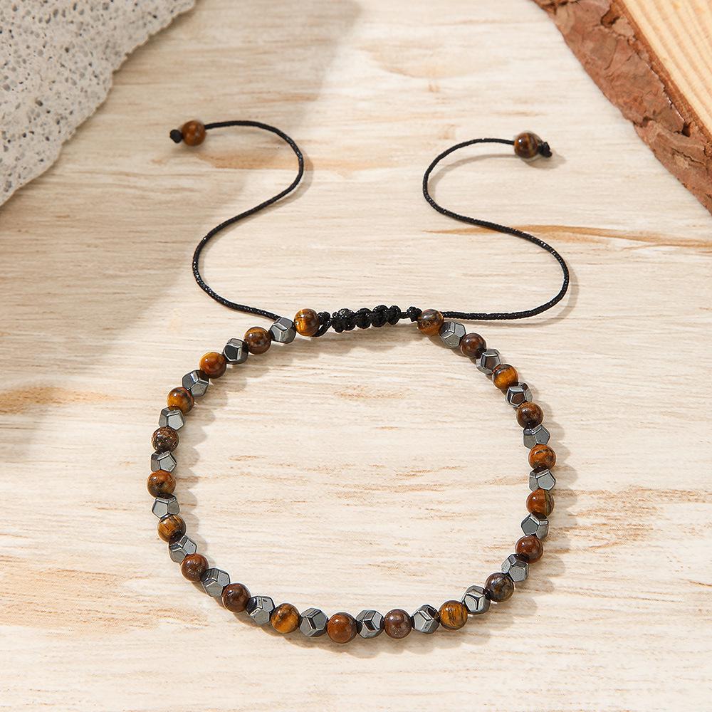 Pulsera elástica de hematita con cuentas de moda para hombre