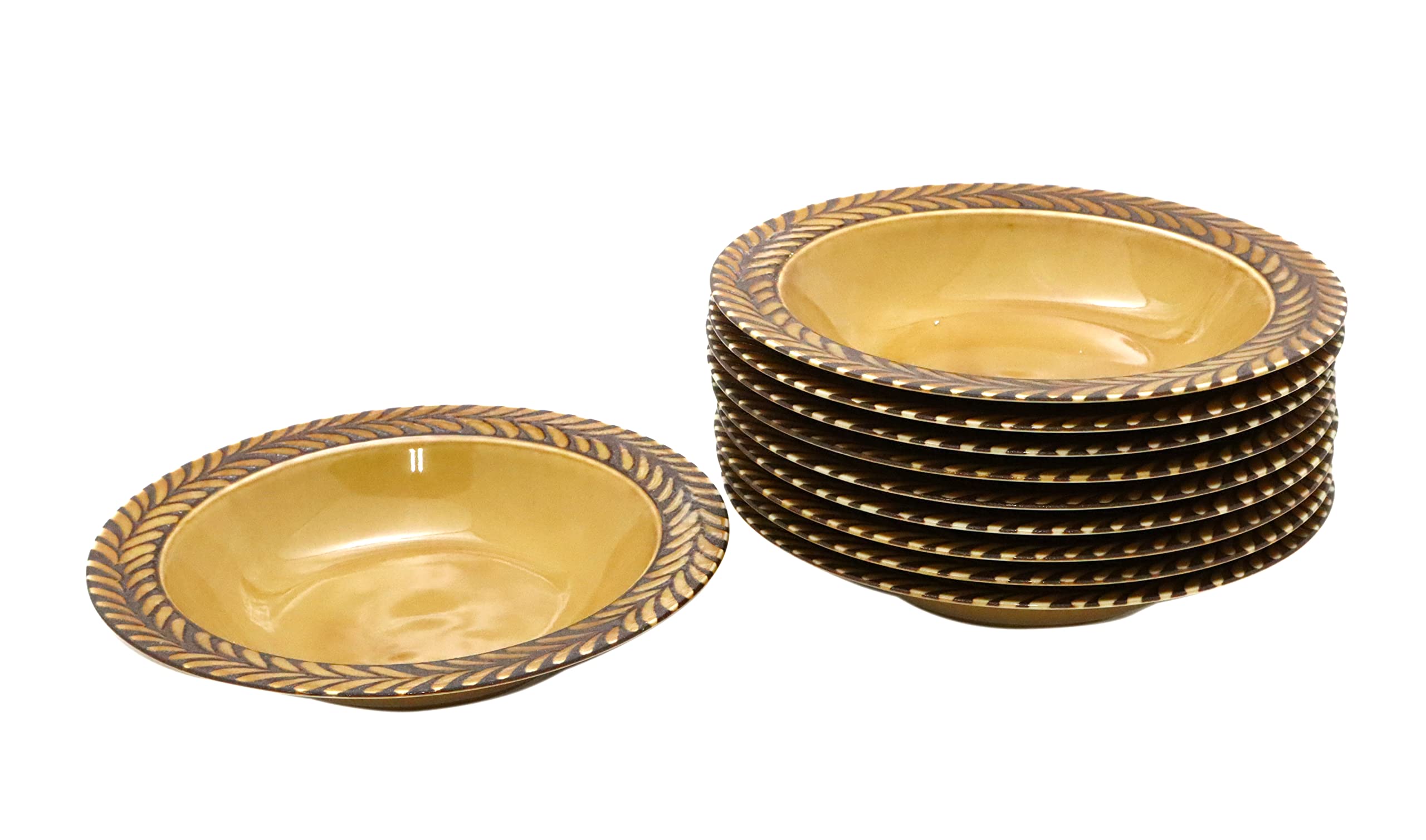 

New [Amazon.co.jp Exclusive] [Commercial Set] Mountain Cabin-Style Plate Series: 21cm Soup Plates (Caramel) - Set of 10