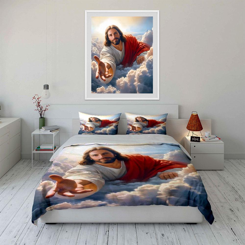 Heavenly Embrace Art Print Bedding Duvet Cover Set (1*Duvet Cover 2*Pillowcases, Without Duvet Insert)