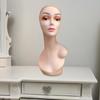 Bald Female Mannequin Head with Left Shoulder Multipurpose Professional Makeup Wig Stand 48cm