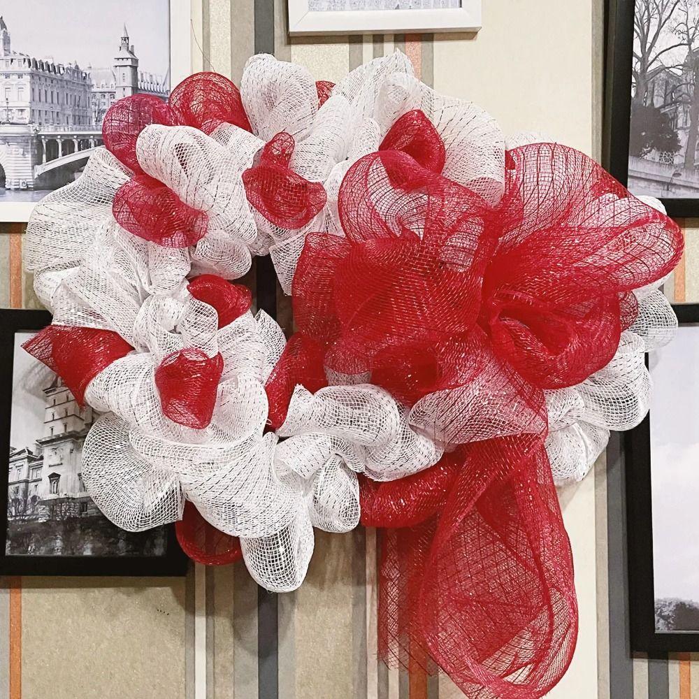 DIY Craft Christmas Decoration Mesh Ribbon Shiny Christmas Flower Wreath Mesh  Christmas Decor