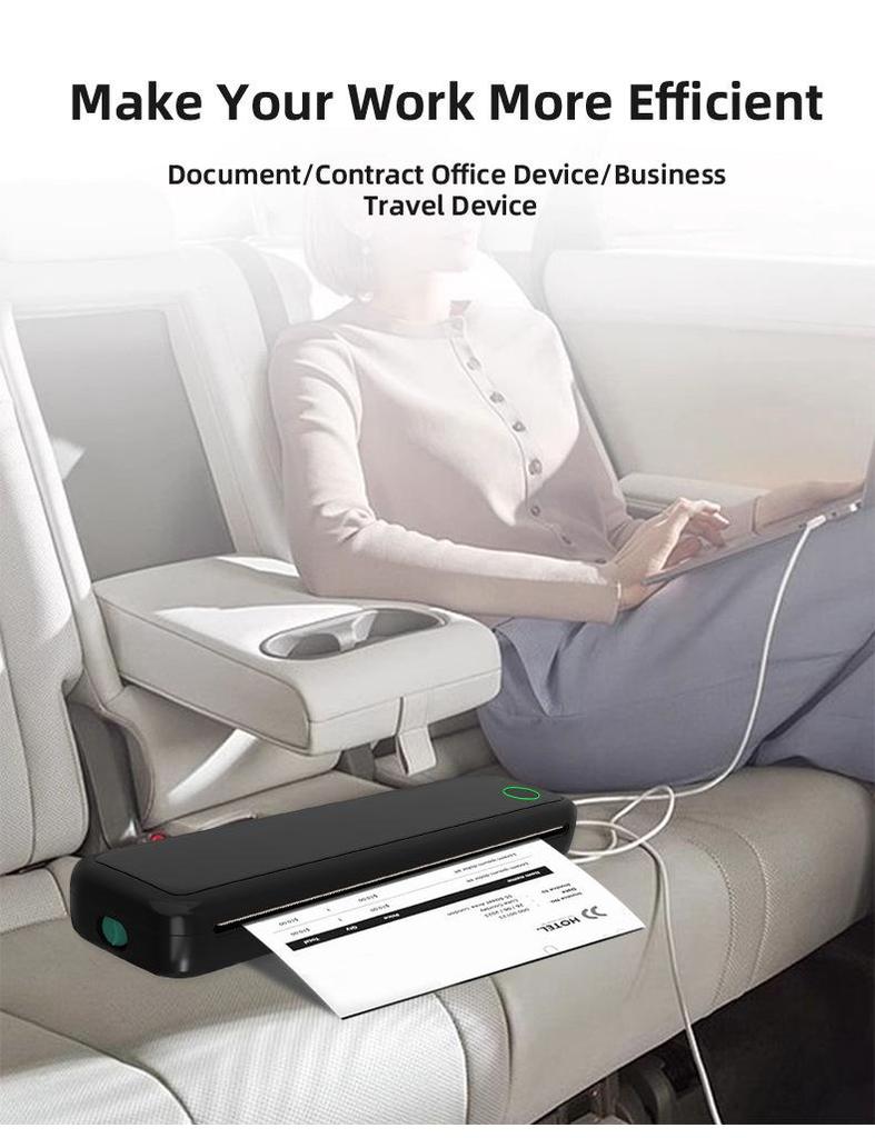 Portable Mini Thermal Printer - A4 Size, Mobile Phone Compatible
