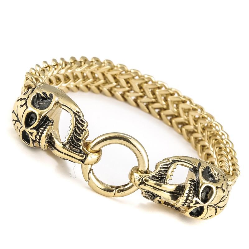 Mens Stainless Steel Skull Charm Bracelet Punk Style Titanium Bangle Fashion Accessory Jewelry