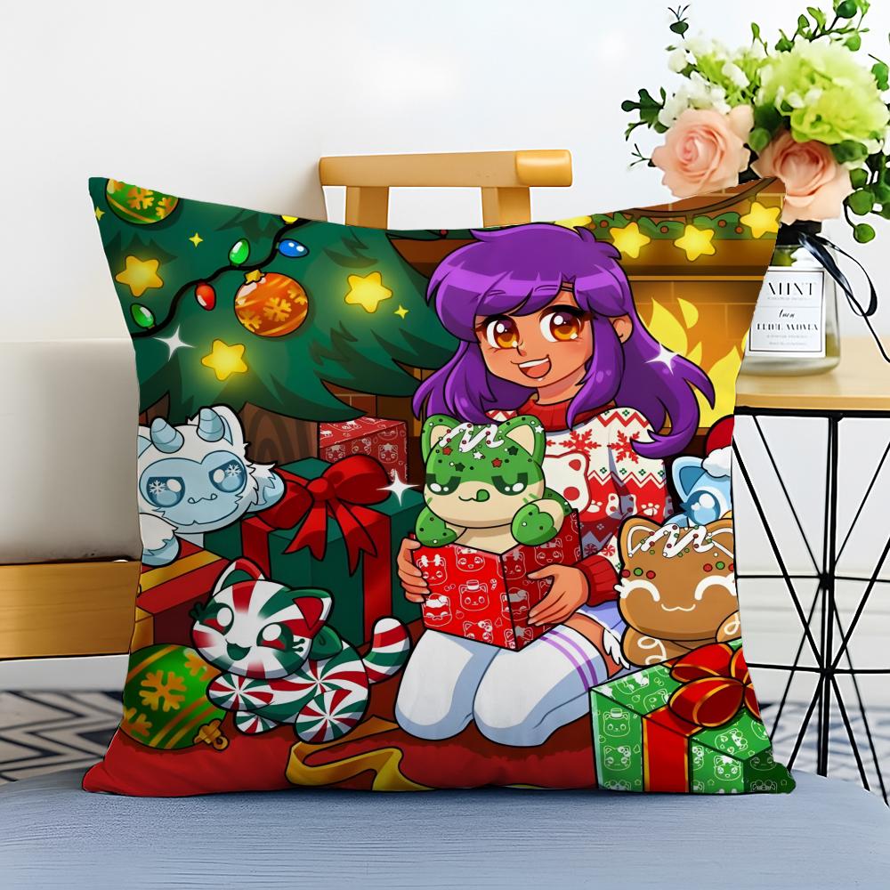Cartoon Aphmau Decorative Cushion Cover Washable Linen Comfort Soft for Sofa Bed Cozy Home Room Decor