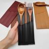 Einfache PU-Leder Besteckaufbewahrungstasche für Restaurant Gabel Messer Utensil Camping Essstäbchen Grillwerkzeug Organizer