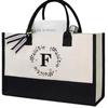 Borsa tote in tela ecologica personalizzata con design a lettere