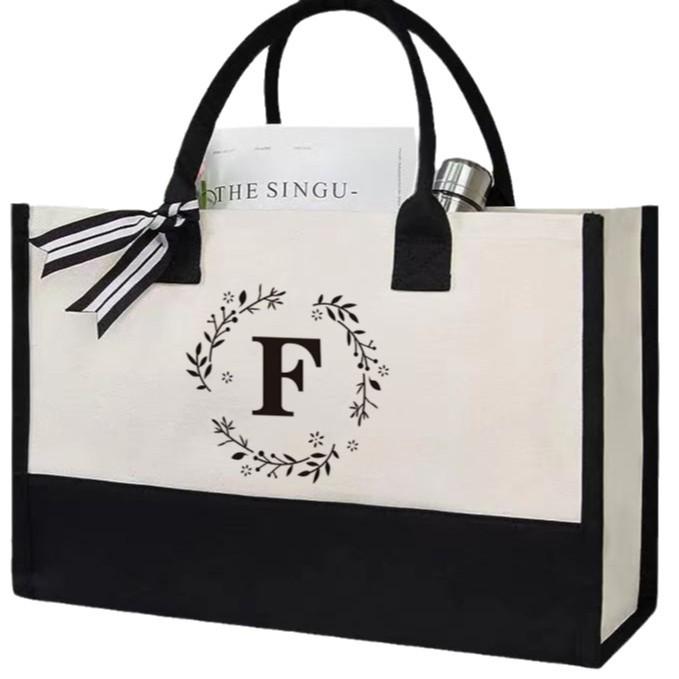 Borsa tote in tela ecologica personalizzata con design a lettere