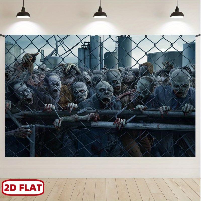 1. Un terrificante poster dell'apocalisse zombie - con gruppi di zombie realistici e schemi di rovine urbane