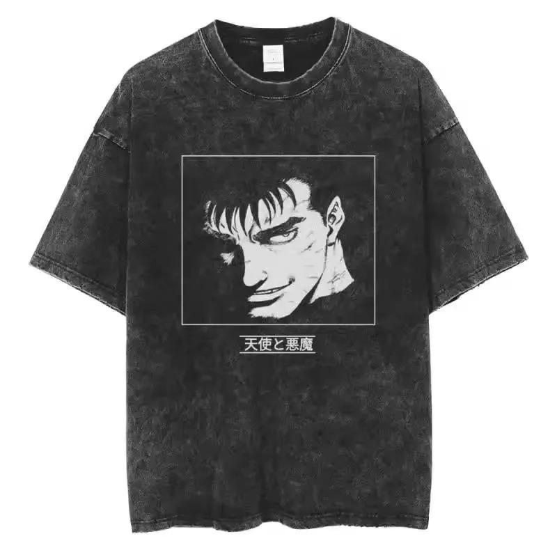 2026 Washed Berserk Vintage Japan Anime New Arrival Mens Women Clothe Tee Shirt Homme Graphic T-Shirts Men Women Tshirt for Men Women Ropa