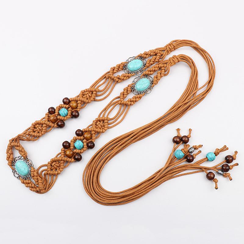 Rochie Retro Țesută Stil Boem Lanț de Talie Pentru Femei Curea Trendy cu Ciucuri Pantaloni cu Ciucuri Versatil Accesoriu Curea din Frânghie