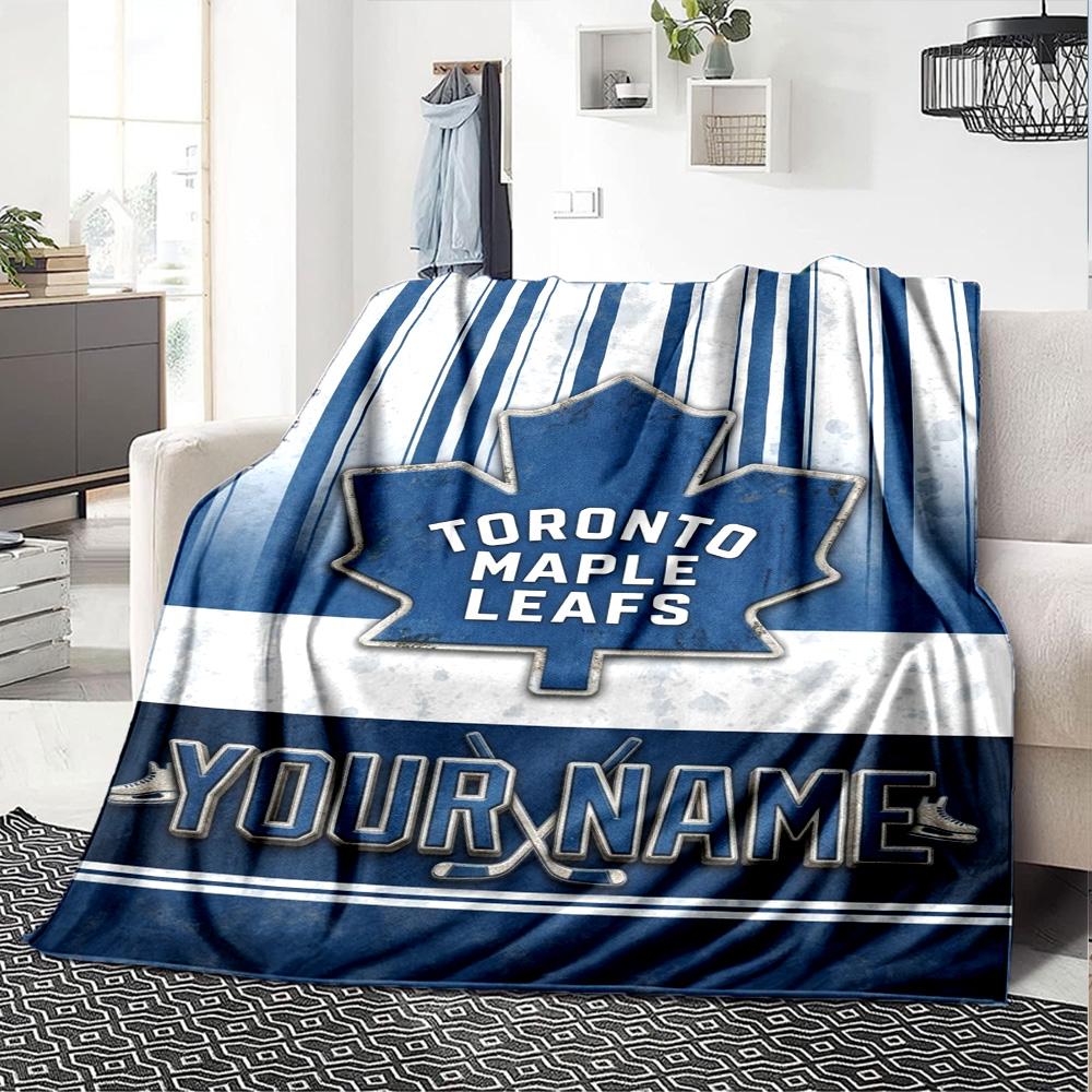Name Custom Toronto Maple Leafs Logo Print Flannel Blanket High Quality Warm Comfortable Cover for All Seasons Perfect for Gifts Home Decor
