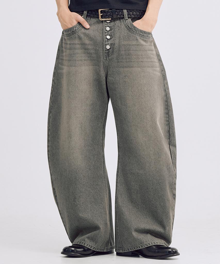 TAKEASY Smoky Button-Fly Denim Pants (Smoky Gray)