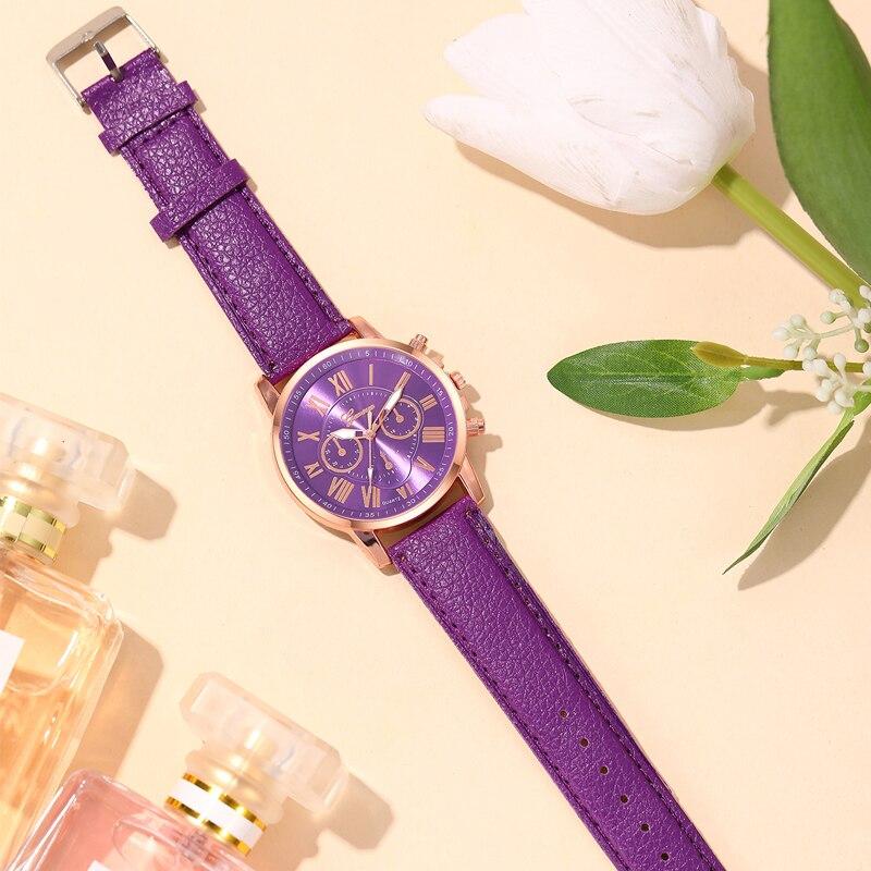 Reloj Mujer Fashion Women Watches Ladies Purple Leather Quartz Wrist Watch for Women Bussiness Casual Watch Relogio Feminino
