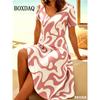 New Women's Short Sleeve V Neck Dress Casual Abstract Painting Pattern Home Dress Summer Fashion Plus Size A Line Dress