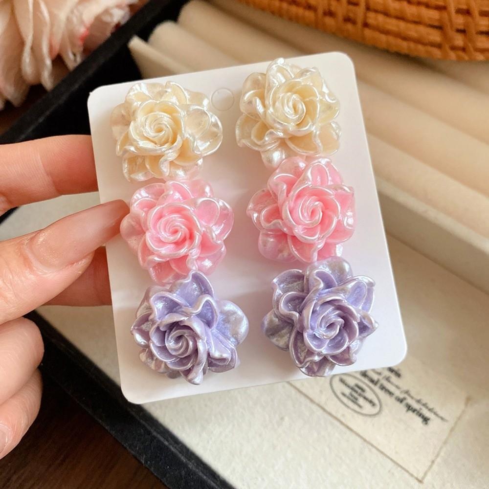 Cream Color Resin Flower Earrings Set Jewelry Accessories Sweet Stud Earrings  Summer Beach