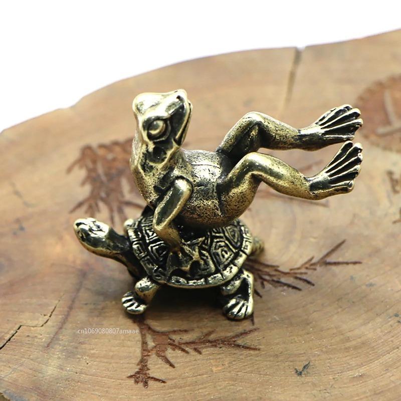 Solid Brass Moments Christmas Ornament Frog and Turtle Figurine Small House Decoration Animal Figurines Chihuahua Sculpture