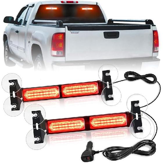 Nilight 40LED Amber Emergency Strobe Traffic Advisor Light Bar with Suction Cups Dash Safety Warning Hazard Flashing Lights Interior Front/Rear