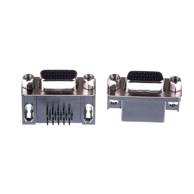 2 Adet VGA Db15 15Pin D-Sub 3 Sıralı Dişi Dik Açı Pcb Lehim Kablo Konektörü