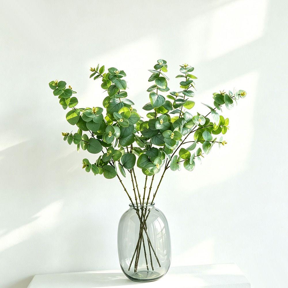 1Pcs Silk Fake Leaf Branch 75cm Silk Green Leaves Artificial Eucalyptus Leaf  for Wall Decoration