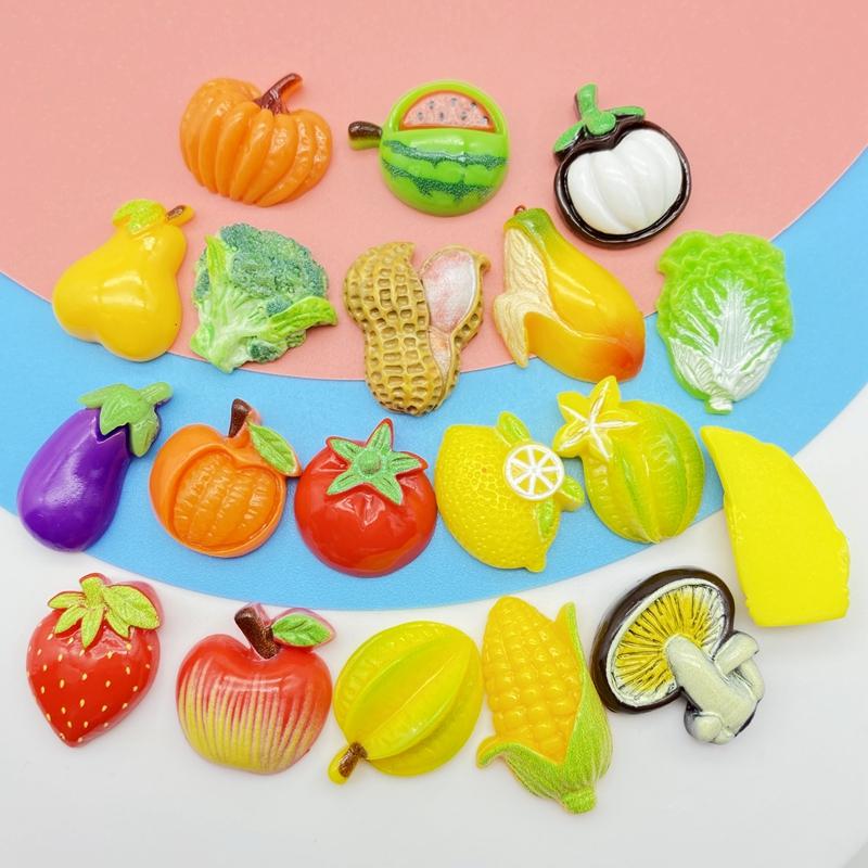 20Pcs Kawaii Cute Mixed Mini Fruit Series FlatBack Resin Cabochons Scrapbooking DIY Jewelry Craft Decoration Accessories G59