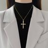 Heavy Industry Cross Light Luxury Temperament Gorgeous Full Diamond Necklace Women'S Versatile Clavicle Chain Titanium Steel Chain