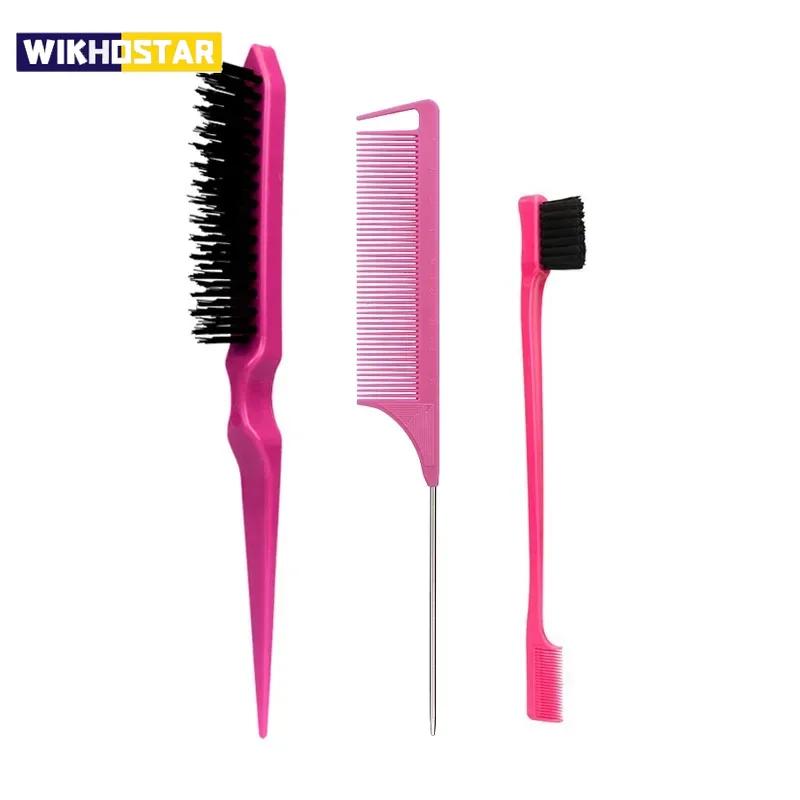 3pcs Styling Comb Set Teasing Comb Triple Teasing Comb Mouse Tail Comb Edge Brushing Hair Tail tool,Special for Real Hair Wigs
