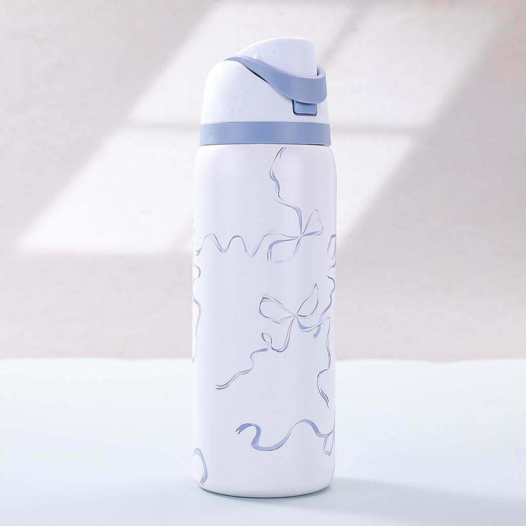 

Kitty Hello Kuromi Butterfly Knot Floral Print Stainless Steel Insulated Cup Blue Bow