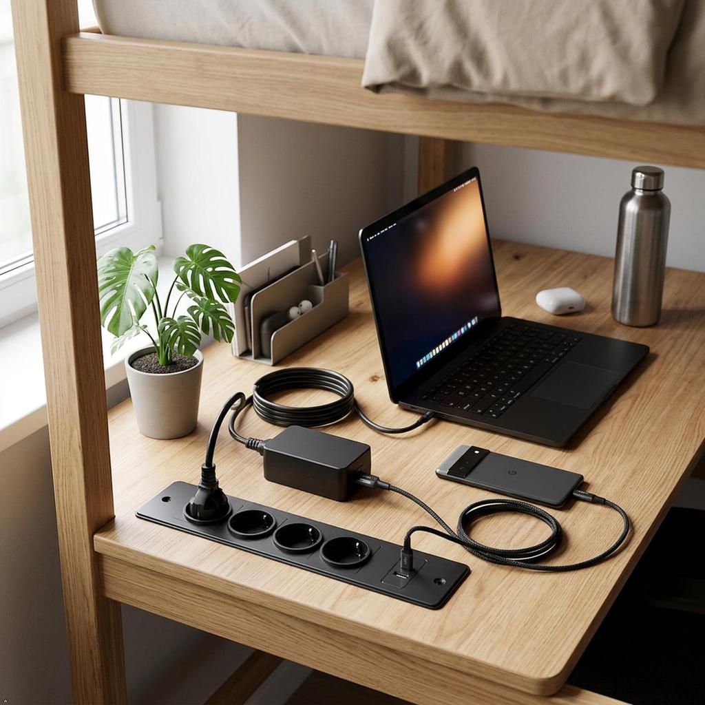 פס חשמל שקוע 4 שקעי AC עם USB A USB C, שקע חשמל מובנה לשולחן עבודה בהתקנה שטוחה עם כבל מאריך