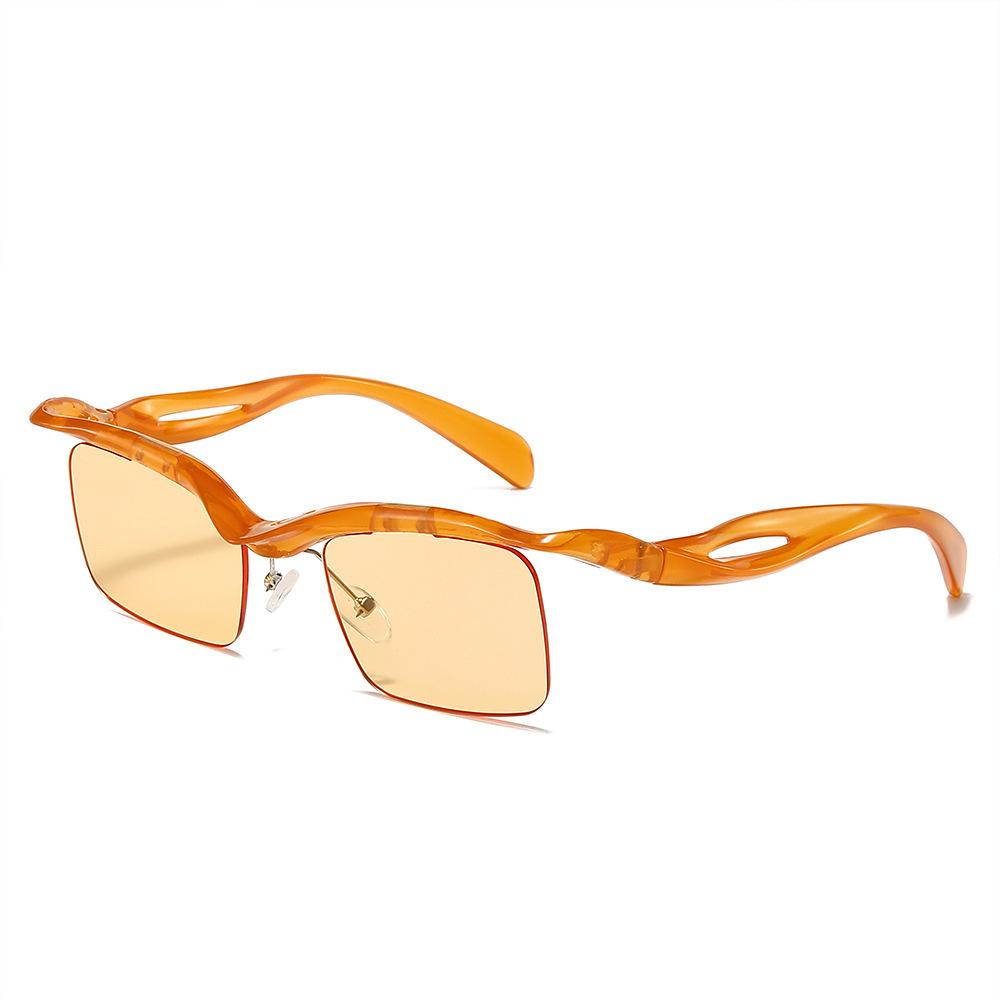 

Latest Retro Luxury Half Frame Leopard Pattern Female Sunglasses Millennium Style Special Shaped Frames Simple Casual Male Sun UV Protection 400 as picture