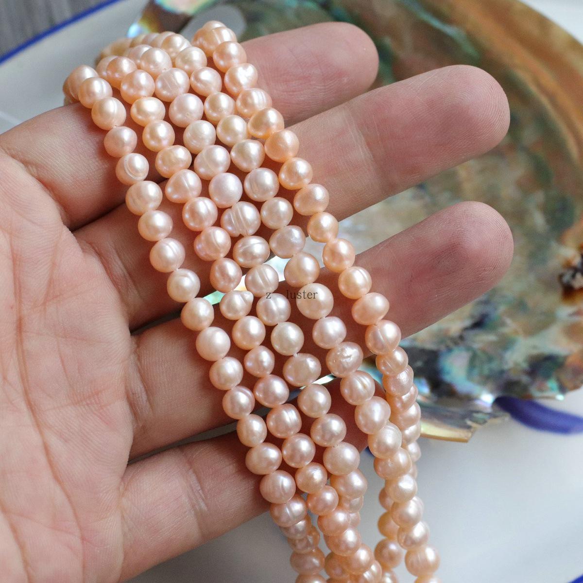Z·luster Natural Freshwater Pearl Beads 5-6mm for DIY Jewelry: Bracelet/Necklace Strands