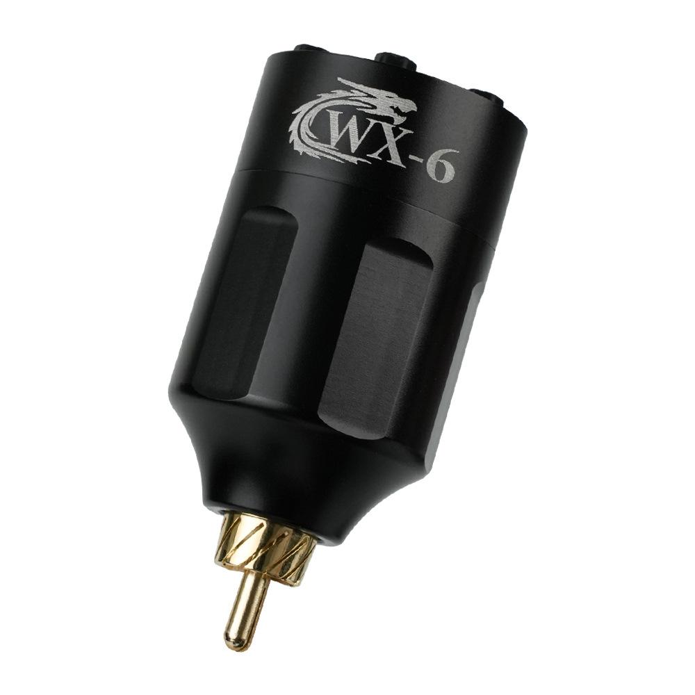 Беспроводной источник питания для татуировки WX-6, батарея для татуировки, 1300 мАч, интерфейс RCA/DC, мини-портативная быстрая зарядка для роторной машины для тату-ручки RCA-black