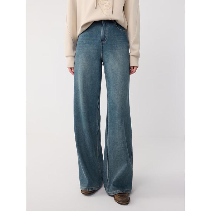 ELLE Damen Retro High-Waist Wide-Leg Jeans