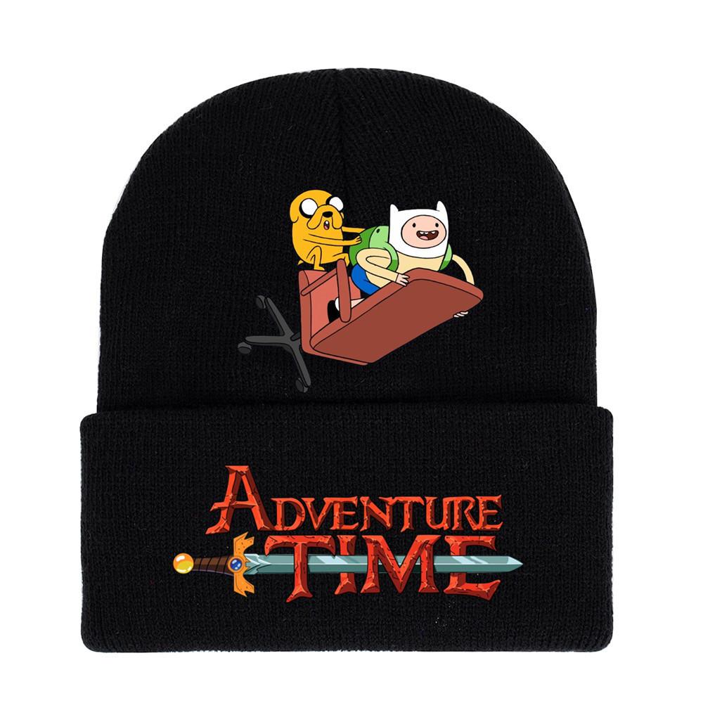 Adventure Time Cartoon Print Acrylic Knit Hat Winter Warm Unisex Beanie For Adults Teens