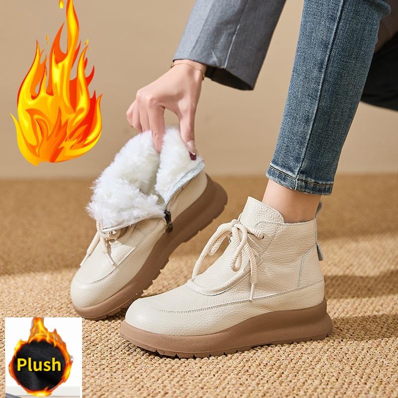 

Чоботи з натуральної шкіри та теплої вовни Зимові черевики до щиколотки для жінок Протиковзкі з м якою підошвою Снігові чоботи 39