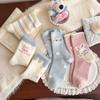 Rabbit Home Cute Girl'S Australian Velvet Socks Sweet Pink Mid-Leg Socks Indoor Versatile Warmth