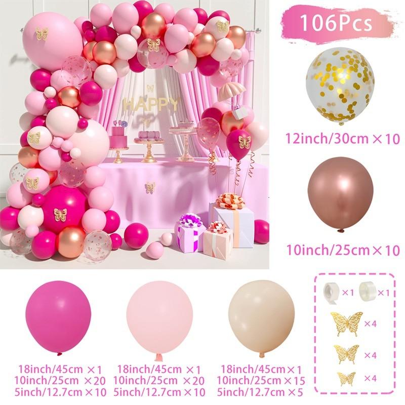 Pink Rose Gold Balloons Garland Arch Kit Birthday Party Decor Kids Wedding Birthday Party Supplies Baby Shower Decor Latex Balon