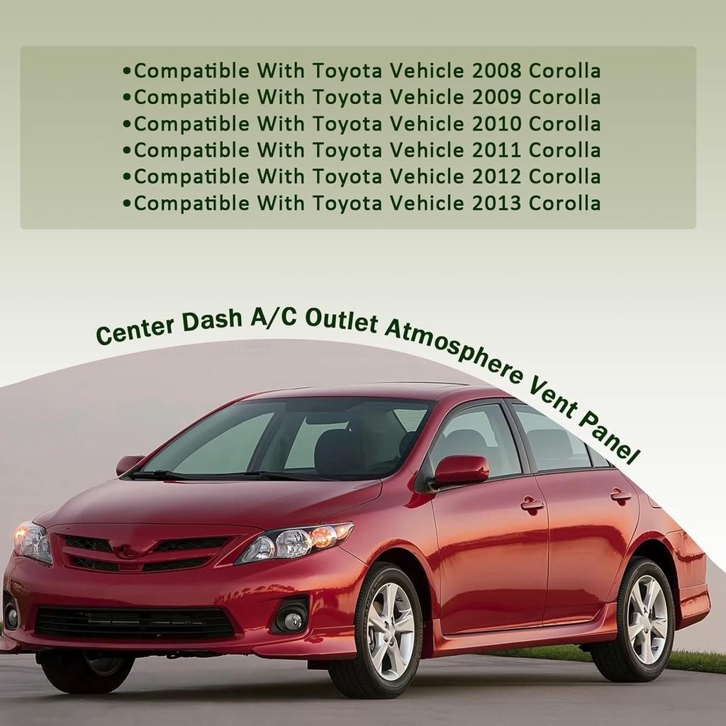 ZONFANT Center Dash A/C Outlet Air Vent Panel And Upper Dashboard Cover Strips Trim Left & Right, Compatible With Toyota Vehicle 2008-2013 Corolla,