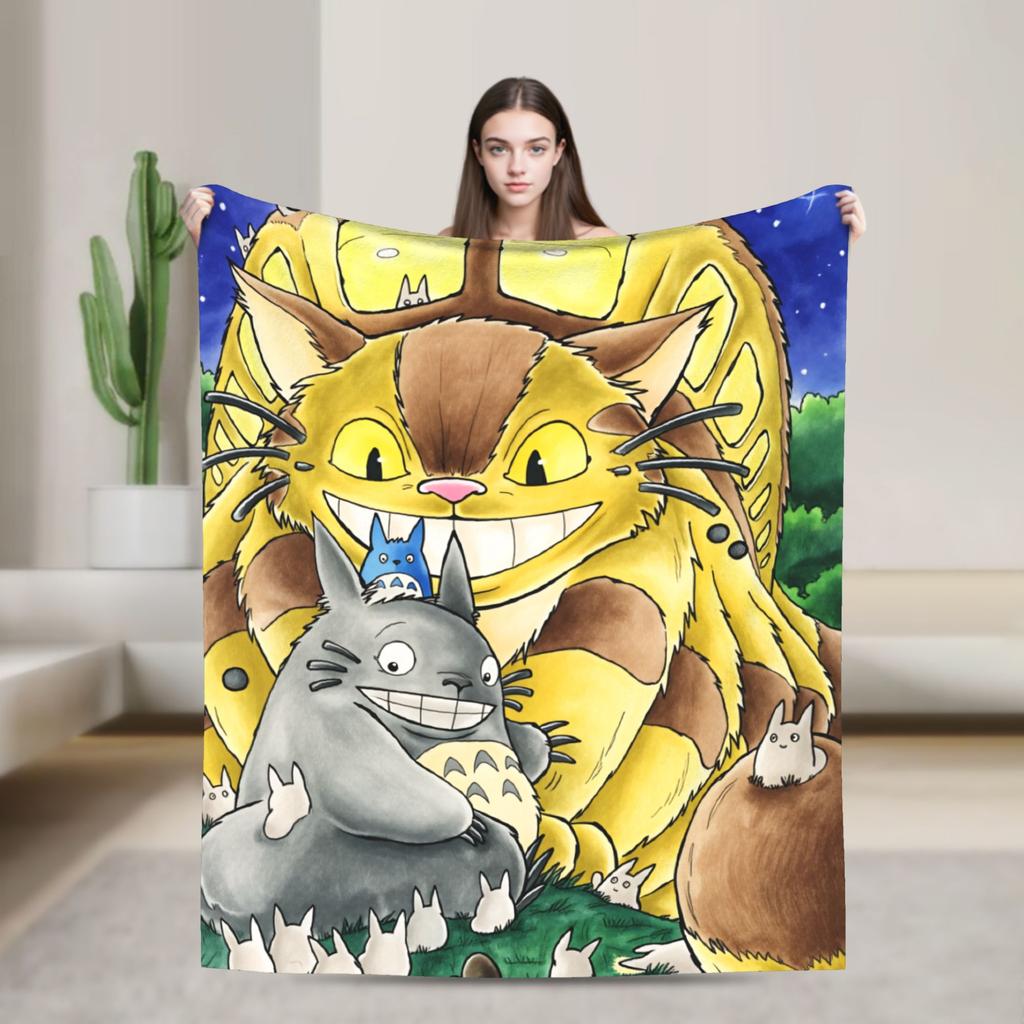 Traditional Nekobasu Japanese Blanket T-Totoros Travel Flannel Bedding Throws For Living Room Warm Bedspread Birthday Present